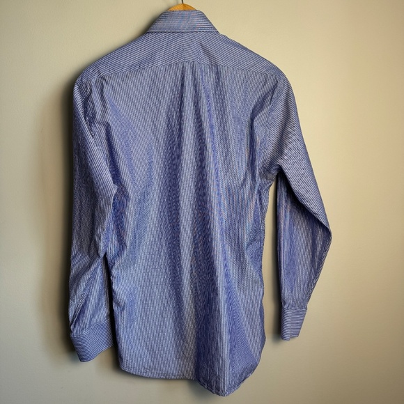 Spier & Mackay‎ Handmade Men's Pinstripe Long Sleeve Button Up Shirt Purple 16.5 - Picture 5 of 13